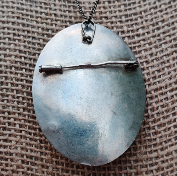 Egyptian Revival Pin/Brooch Necklace Sterling Silver Vintage - Picture 5 of 15